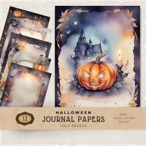 Halloween Digital Papers Set, Spooky Backgrounds, Pumpkin Decorative Papers, Junk Journal Scrapbooking, Instant Download