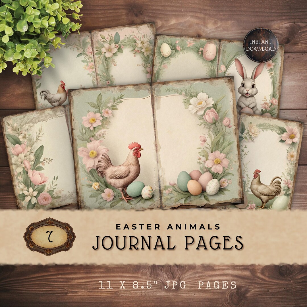 Vintage Easter Floral Printable Journal Pages, Spring Digital Scrapbook ...