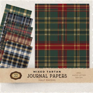 Tartan Plaid Digital Paper Set: Scrapbook & Junk Journal Backgrounds (PDF Download A4/US Letter Size)