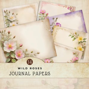 Paquet de papier numérique Roses sauvages, Pages de scrapbooking, Usage commercial, Papiers indésirables, Papiers imprimables, Arrière-plans floraux