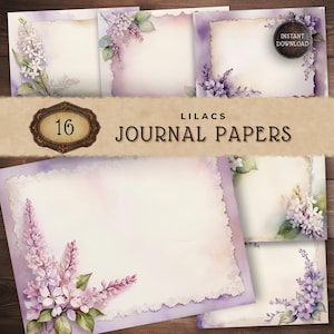 Lilacs Flower Digital Paper Set, Floral Scrapbook Backgrounds, Commercial Use, Instant Download, Card Making Supply