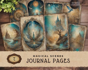 Vintage Fairytale Journal Pages, Magical Fantasy Printable Digital Paper for Scrapbooking
