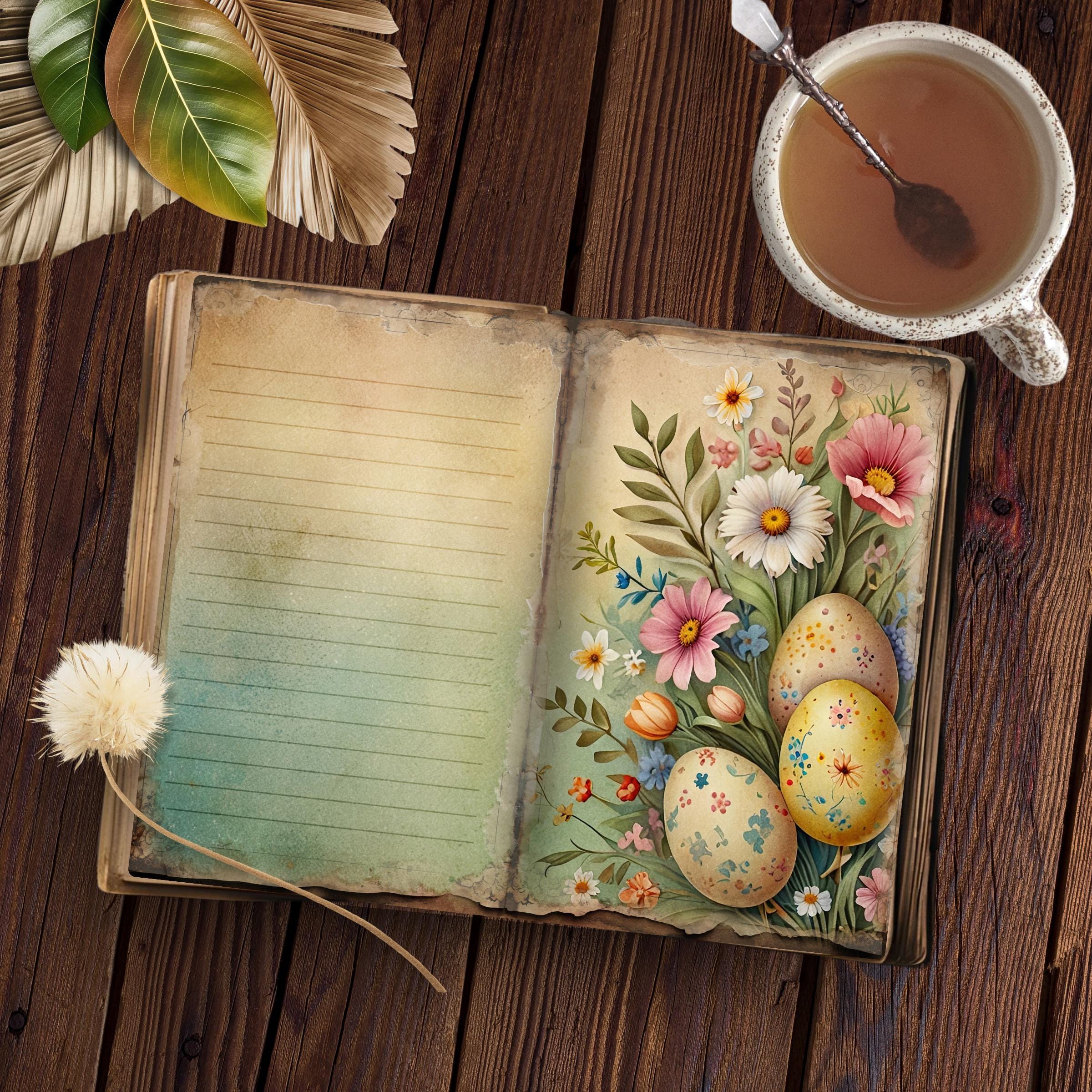 Lined Easter Junk Journal Pages, Instant Download Scrapbook Paper ...