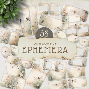 Printable Dragonfly Ephemera, Instant Download, Scrapbook Supplies, Junk Journaling Essentials, Insect Paper Crafting, Paper Crafting, JJ008