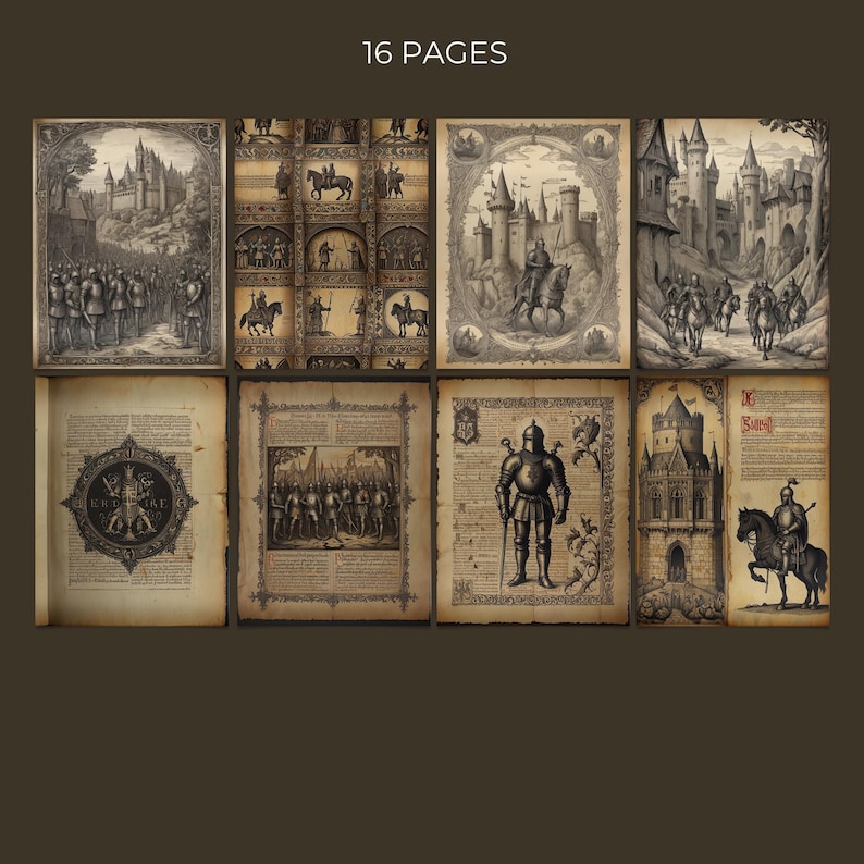 Medieval Digital Papers, Instant Download JPG, Knight and Castle ...