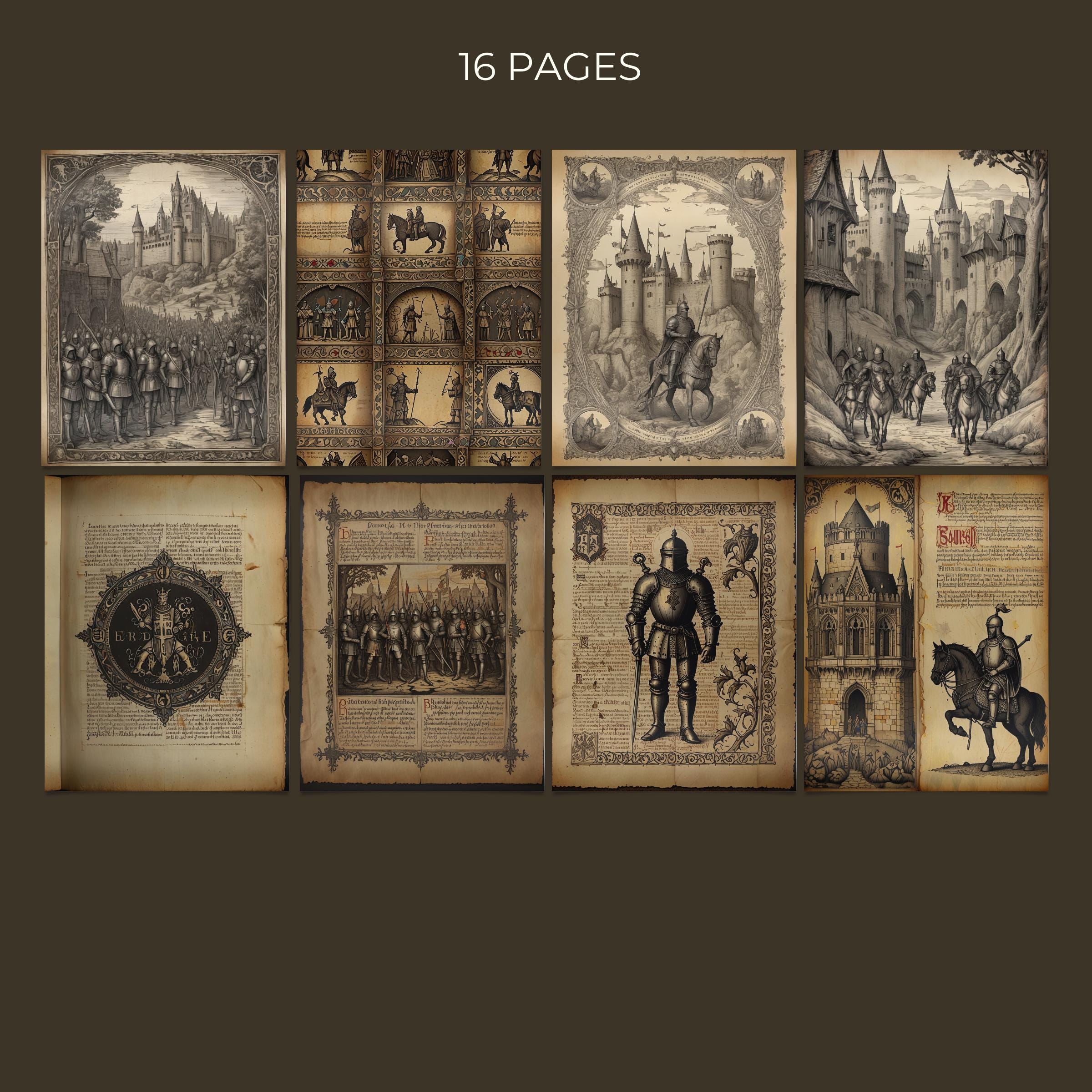Medieval Digital Papers, Instant Download JPG, Knight and Castle ...