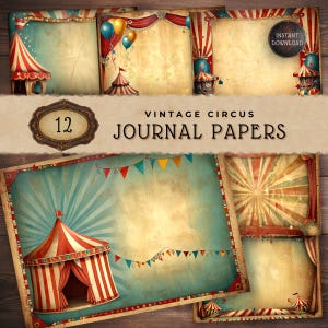Vintage Circus Junk Journal Pages, Instant Download, Digital Carnival Paper, Scrapbooking Supply, Printable Papers