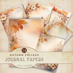 Bel ensemble de papiers numériques d'automne, documents de fond, accessoires de scrapbooking, pages de journal indésirable de l'automne