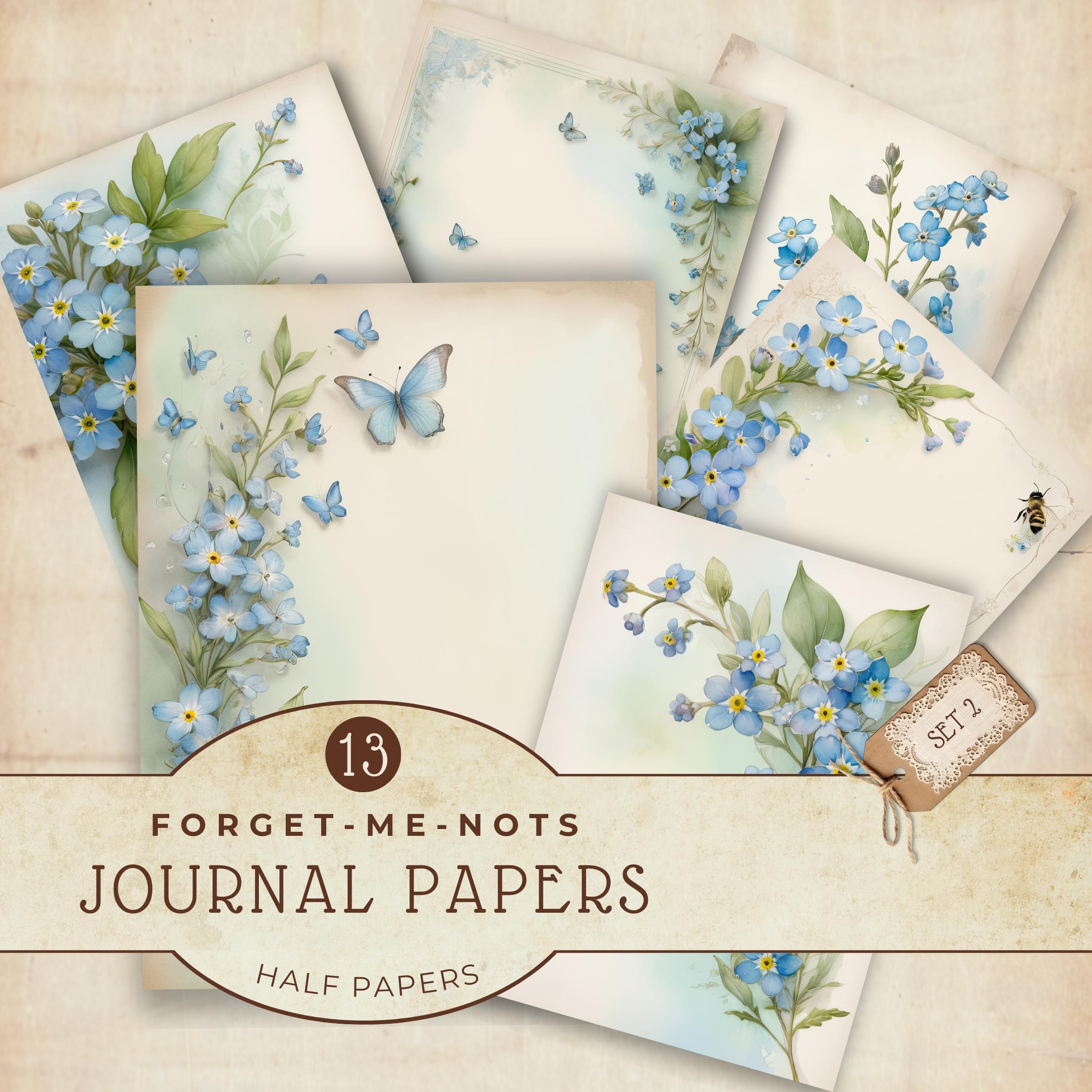 Forget Me Not Printable Papers, Junk Journaling, Scrapbooking Paper ...