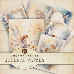 Whimsical Fairy Papers Set, Junk Journal Decor, Digital Backgrounds, Instant Download, Printable Scrapbook Supplies