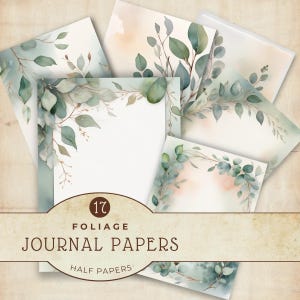 Paquete de papel digital de eucalipto, descarga instantánea, papelería botánica con acuarela, papeles para álbumes de recortes con vegetación, suministros para hacer tarjetas