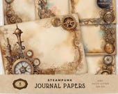 Steampunk Junk Journal Supply, Digital Background Set, Instant Download Papers, Scrapbook Accessory, Card Making Supply
