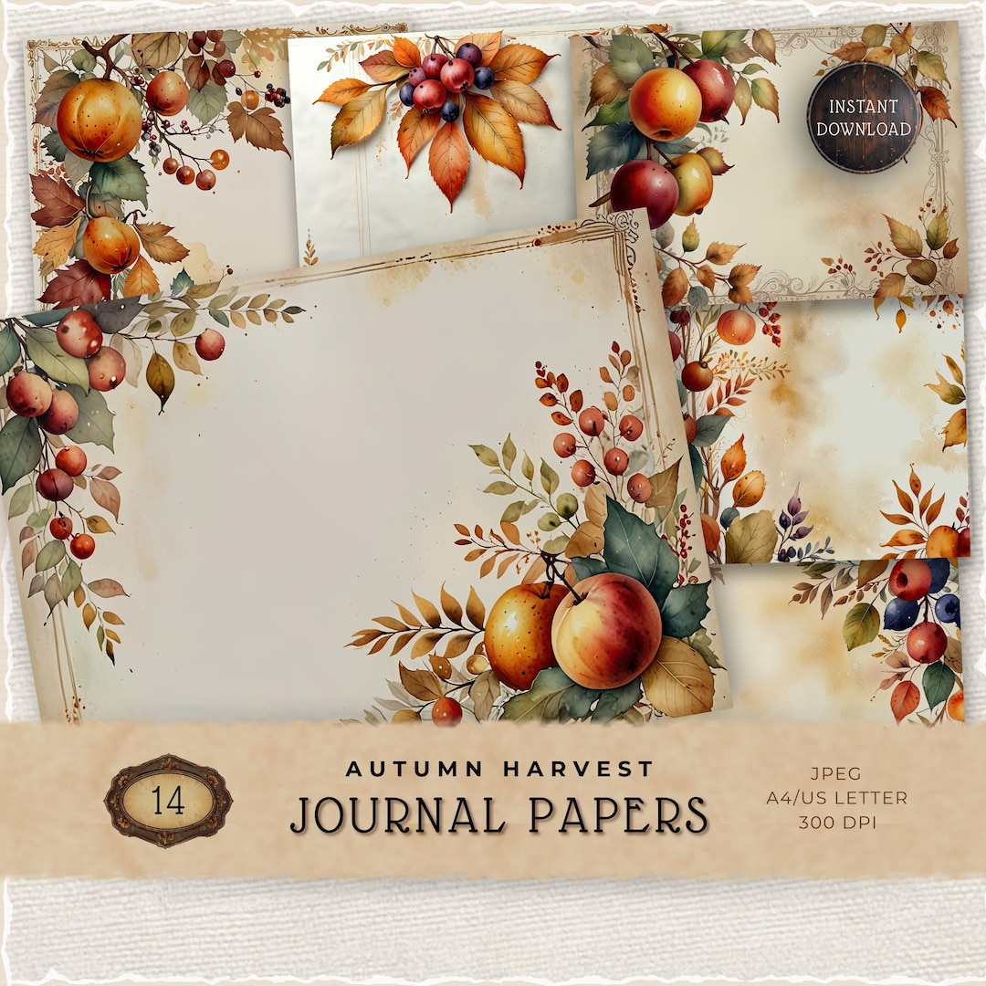 Harvest Festival Digital Papers, Autumn Scrapbook Supply, Fall Season ...