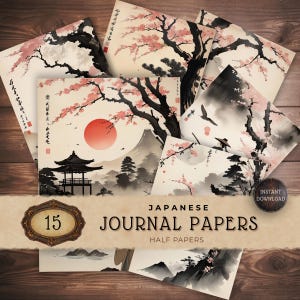 Digital Papers Japanese Theme, Scrapbook Paper, Geisha and Samurai, Junk Journal, Instant Download, Paper Craft Essentials