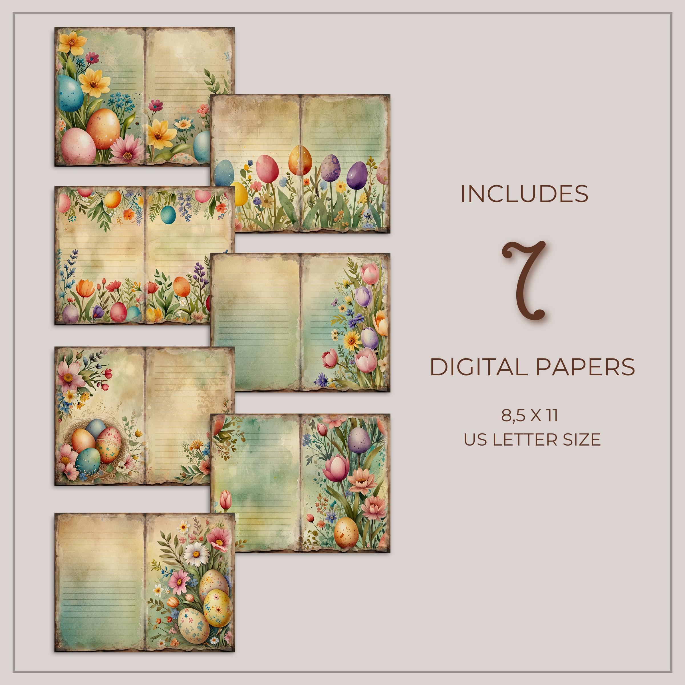 Lined Easter Junk Journal Pages, Instant Download Scrapbook Paper ...