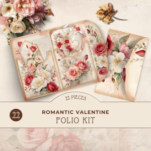 Kit de fólio para impressão de corações e flores, fólio de bolso de amor para o dia dos namorados, diário de lixo romântico, mistura e combinação de papel para artesanato, RO013