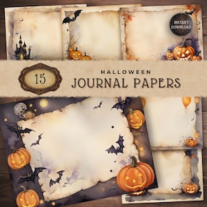 Halloween Junk Journal Papers Set, Digital Download, Spooky Backgrounds, Instant Download, Scrapbooking Decor