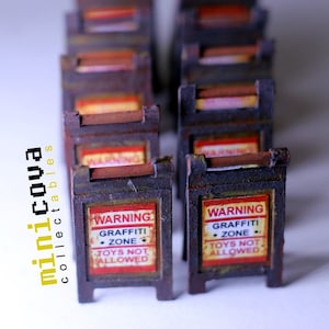 Warning Graffiti Floor Sign - Miniature Diorama Prop - Read Description before purchase