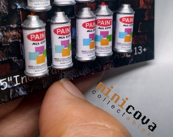 1 Pack - 10 Miniature Spray Cans Aerosol - Props - Diorama - Figurine Collectibles - Gift- Read description before purchase