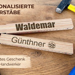 Personalized wooden ruler – Engraved folding rule gift for dad, craftsman, grandpa | Father's Day gift, birthday gift, logo