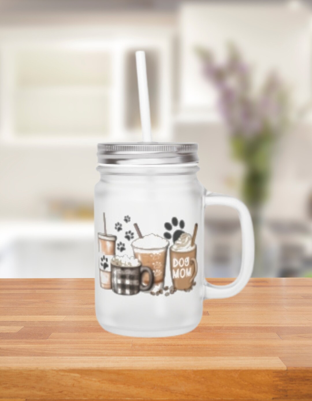 Dog Mom Frosted Glass Mason Jar 12 Ounce Frosted Mason Jar Etsy