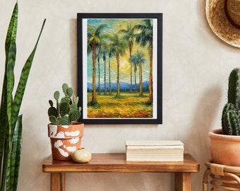 Van Gogh Palm Trees Poster, Impressionist Art Print (Digital Download)