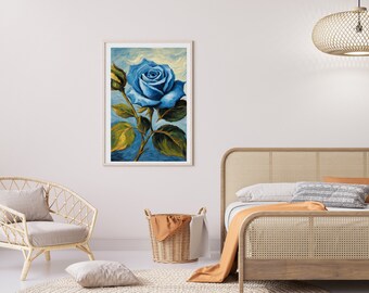 Cartel de Vincent Van Gogh, Flor de rosas azules, Pinturas de Van Gogh, Descarga digital, Arte de Van Gogh, Arte de pared impresionista, Obra de arte de Van Gogh