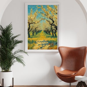 Vincent Van Gogh Poster, Peach Trees, Van Gogh paintings, Digital Download, Van Gogh Art, Impressionist Wall Art, Van Gogh Artwork