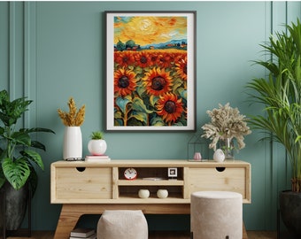 Van Gogh Sonnenblumen Poster, impressionistische Blumenwandkunst (digitaler Download)