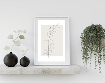 Botanical Line Art Print, Minimalist Home Decor (Digital Download)
