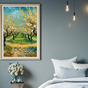 Vincent Van Gogh Poster, Peach Trees, Van Gogh paintings, Digital Download, Van Gogh Art, Impressionist Wall Art, Van Gogh Artwork