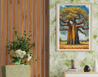 Van Gogh Baobab Tree Poster, Impressionist Art (Digital Download)