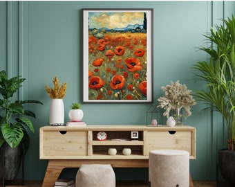 Van Gogh Poppy Flowers Poster, Impressionist Wall Art (Digital Download)