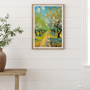 Vincent Van Gogh Poster, Peach Trees, Van Gogh paintings, Digital Download, Van Gogh Art, Impressionist Wall Art, Van Gogh Artwork