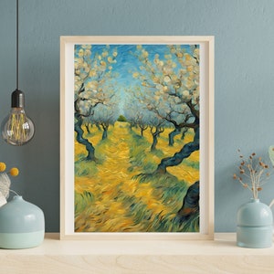 Vincent Van Gogh Poster, Peach Trees, Van Gogh paintings, Digital Download, Van Gogh Art, Impressionist Wall Art, Van Gogh Artwork