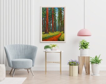 Van Gogh Redwood Forest Poster, Impressionist Painting (Digital Download)