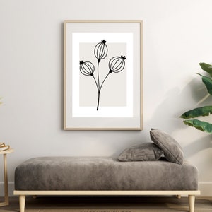Neutral Wall Art Prints,Botanical Line Art Printable,boho wall decor, minimalist decor, Fine Line floral,bedroom decor, living room wall art