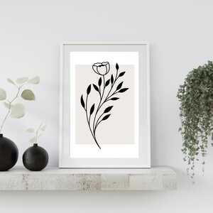 Neutral Wall Art Prints,Botanical Line Art Printable,boho wall decor, minimalist decor, Fine Line floral,bedroom decor, living room wall art