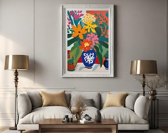 Henri Matisse Flower Print, Colorful Vase Art (Digital Download)