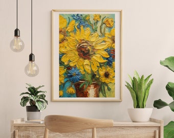 Van Gogh Sonnenblume Poster, florale Kunst (Digitaler Download)