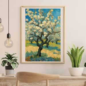 Vincent Van Gogh Poster, Peach Trees, Van Gogh paintings, Digital Download, Van Gogh Art, Impressionist Wall Art, Van Gogh Artwork