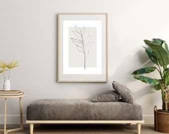 Botanical Line Art Print, Minimalist Boho Decor (Digital Download)