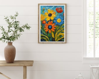 Van Gogh Flowers Poster, Impressionist Floral Wall Art (Digital Download)