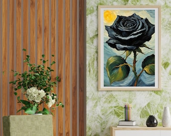 Van Gogh Black Roses Poster, Impressionist Floral Art (Digital Download)