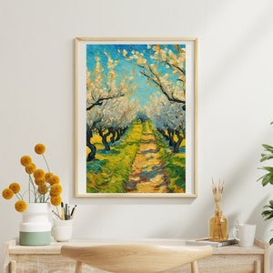 Vincent Van Gogh Poster, Peach Trees, Van Gogh paintings, Digital Download, Van Gogh Art, Impressionist Wall Art, Van Gogh Artwork