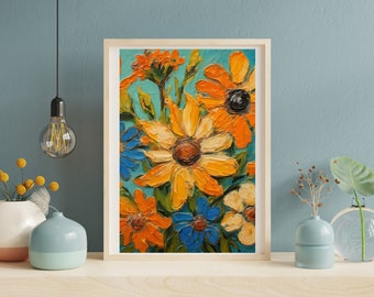 Van Gogh Flowers Poster, Impressionist Floral Wall Art (Digital Download)