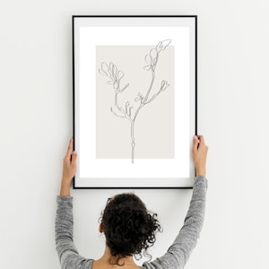 Neutral Wall Art Prints,Botanical Line Art Printable,boho wall decor, minimalist decor, Fine Line floral,bedroom decor, living room wall art