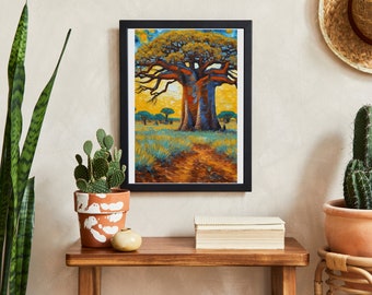 Van Gogh Baobab Tree Poster, Impressionist Art Print (Digital Download)