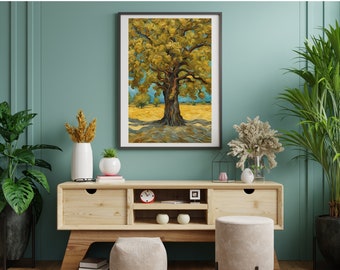 Van Gogh Oak Tree Print, Impressionist Wall Art (Digital Download)