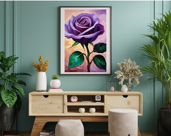 Van Gogh Purple Roses Print, Impressionist Floral Wall Art (Digital Download)
